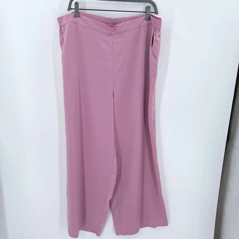State of Day Intimates Mauve Pink Pajama Set XXL Short Sleeve Top Wide Leg Pants